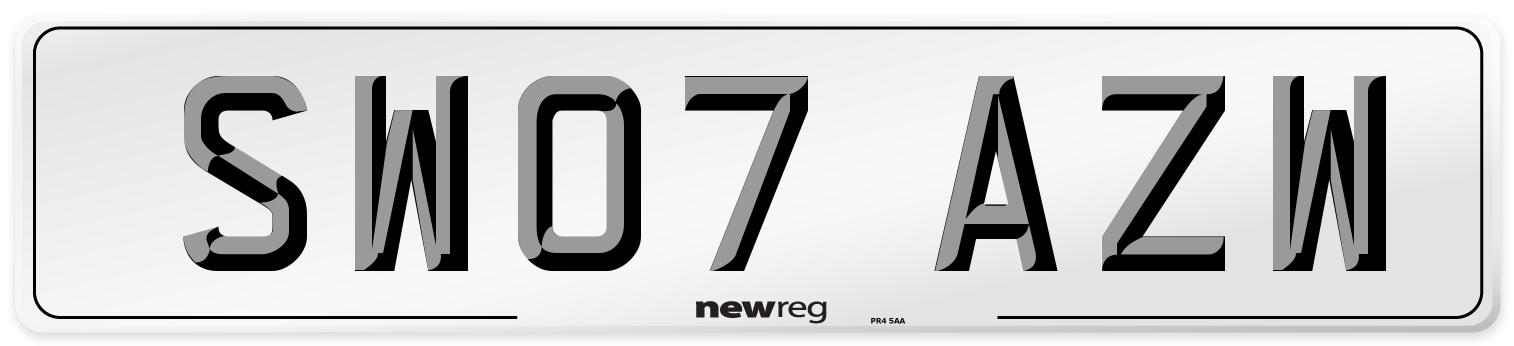SW07 AZW Number Plate from New Reg